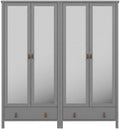 Kleiderschrank ebuy24, 178x195x50 cm, Grau, Schlafzimmerschrank, Tromsø 4 Spiegeltüren 1 Schublade MDF Schlafzimmerschrank