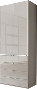 WIEMANN Kleiderschrank, 100 cm, 216 cm, Kieselgrau, Schlafzimmerschrank, mit Schubladen, Glas, Höhe, Shanghai