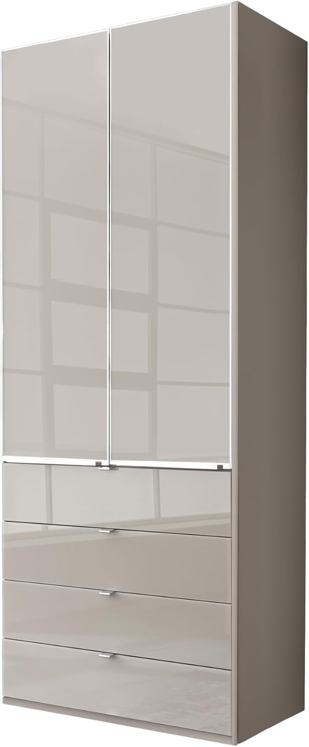 WIEMANN Kleiderschrank, 100 cm, 216 cm, Kieselgrau, Schlafzimmerschrank, mit Schubladen, Glas, Höhe, Shanghai