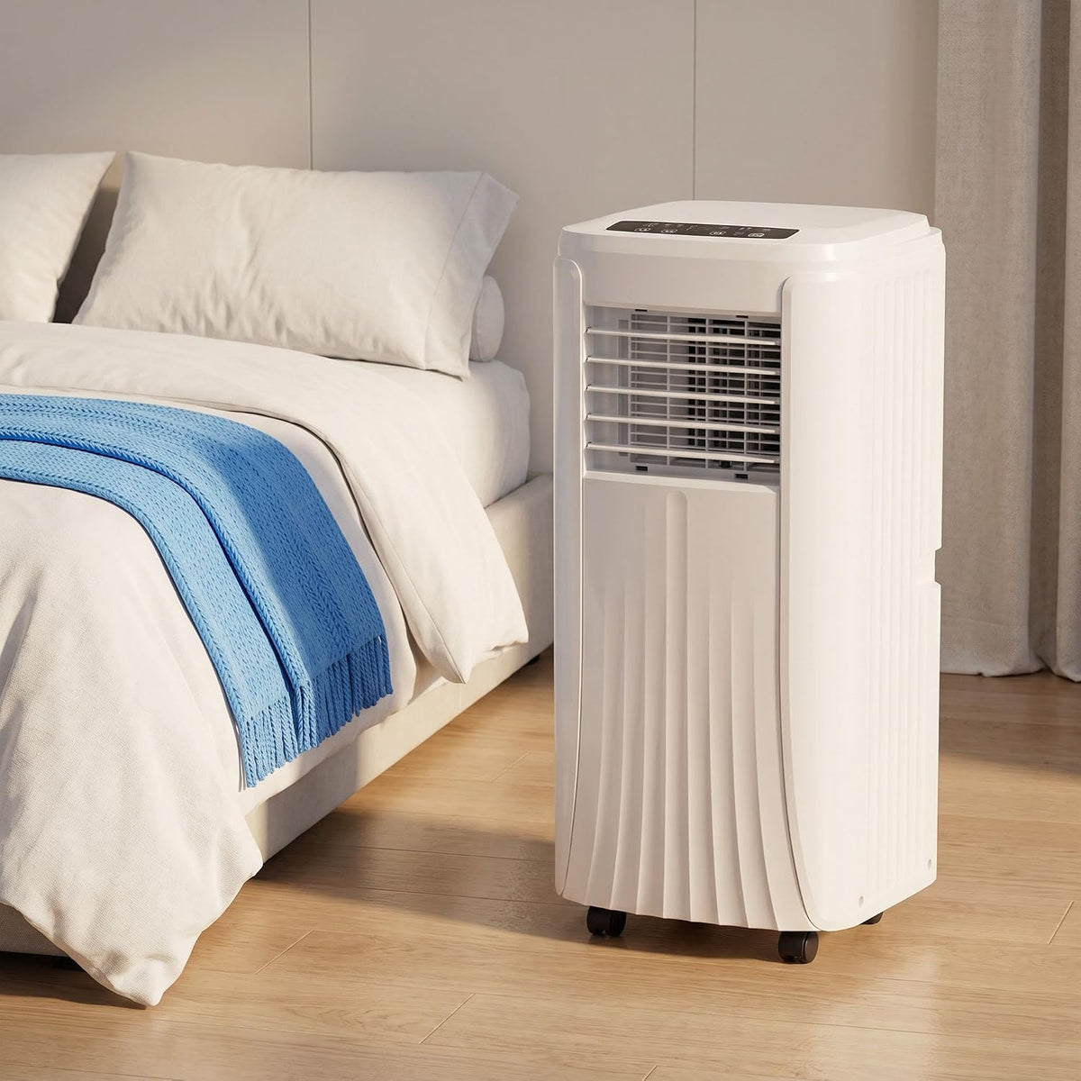 Mobiles Klimagerät, Weiss, Tragbare Klimaanlage 12000 BTU mit Ventilator &, Smart Unit für leise Kühlung, Fensterinstallationsset enthalten