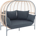 Sofa Dehner, 172 x 153 x 112 cm, Dunkelgrau/Natur, Gartenmöbel Daybed Venezia, 2-Sitzer, inkl. Polster, Aluminium/Rattan/Polyester