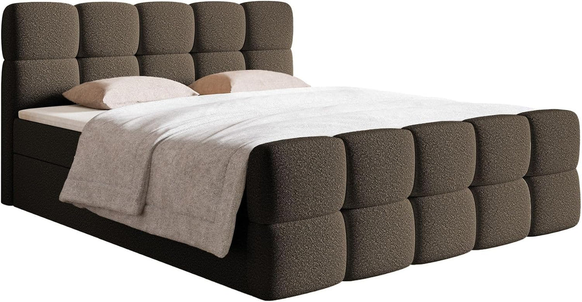 Selsey Bett, 160 x 200 cm, Braun, Boxspringbett Doppelbett Mit 2 Bettkasten Topper