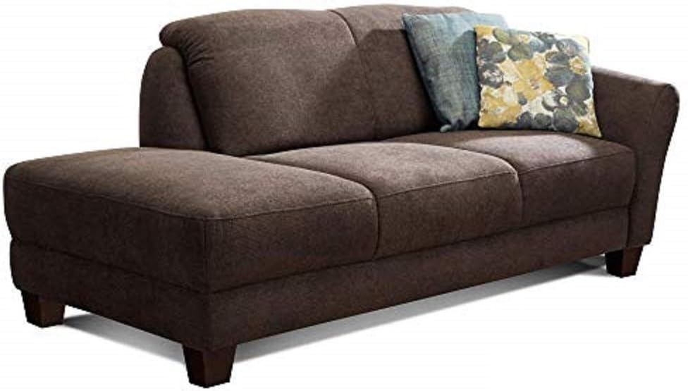 Sofa CAVADORE, Dunkelbraun, Recamiere Gootlaand / Landhaus Recamiere mit Armteil rechts