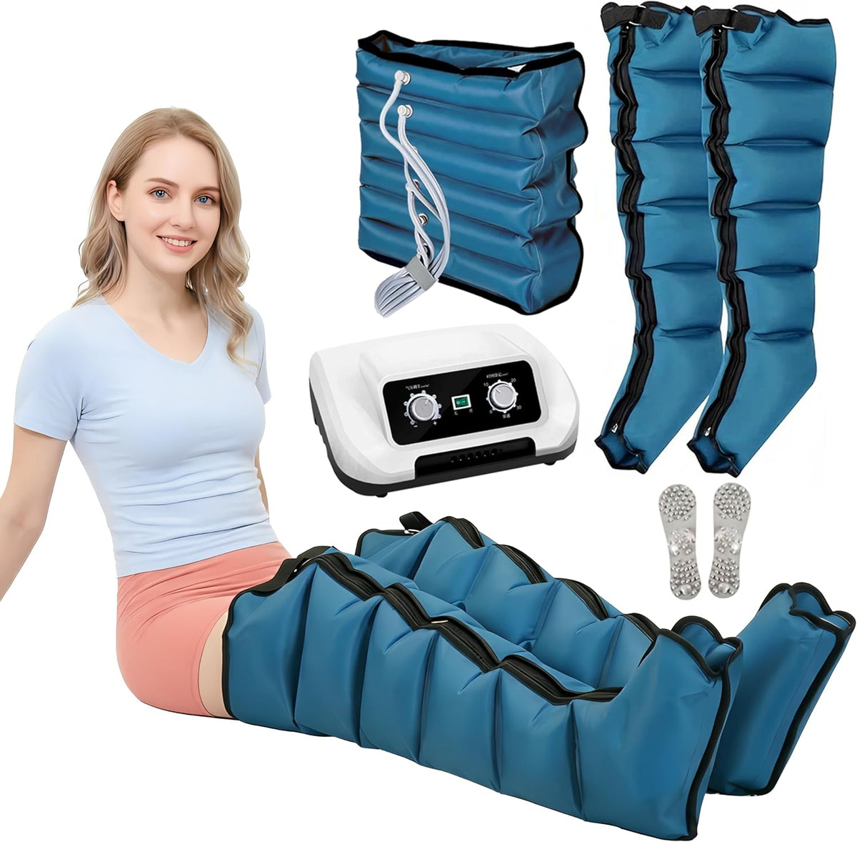 FahQuintuple Fussmassagegeräte, Schwarz, Lymphdrainage Gerät für Beine, Professionelles Lymphdrainage Massagegerät - 6 Luftkammern