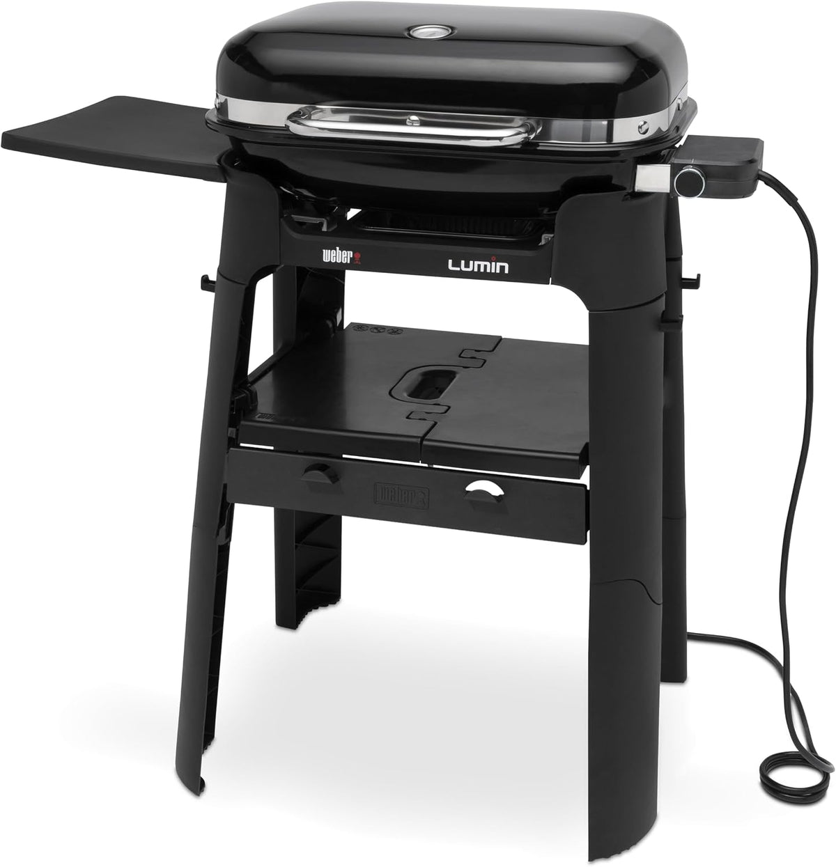 Weber Elektrogrill, 33 x 49 cm, Schwarz, Lumin mit Stand/Anbraten, Räuchern, Dämpfen, Kochen und Warmhalten, Bis zu 315 °C