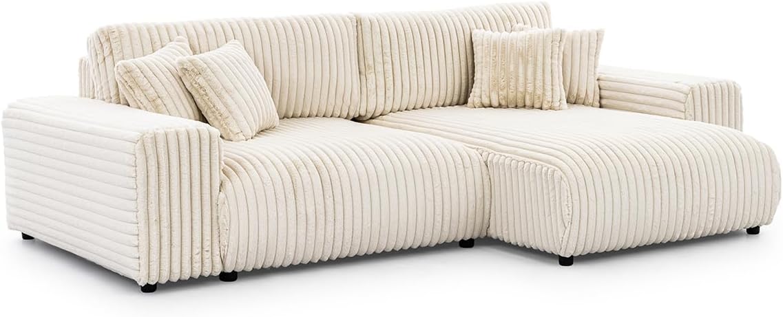 S-Style Möbel Sofa, Hellbeige, Ecksofa Eckcouch - mit Schlaffunktion - Schlafsofa - 4