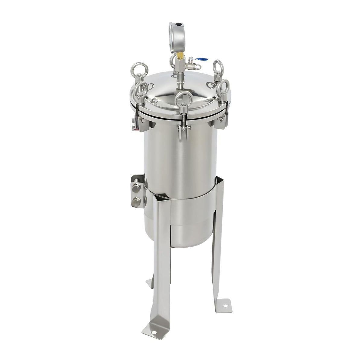 Mudshape Filtrierung für unter & über der Spüle, Silber, 304-Edelstahl Mit Manometer und Entlüftungsventil Grosser
