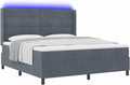 vidaXL Boxspringbett, 180 x 200 cm, Samt, Dunkelgrau, mit Matratze mit LED Samt, Elegantes Bett für Dein Schlafzimmer