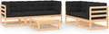 Sofa DYRJDJWIDHW, Schwarz/Naturholz, bodensofa, palettenmöbel, gartenmöbel Rattan wetterfest, 6-TLG. Garten-Lounge-Set mit Kissen Massivholz
