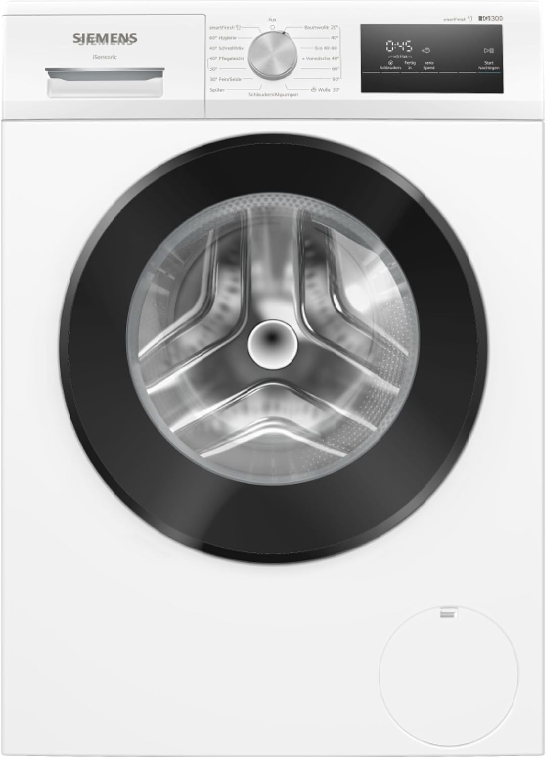 Siemens Waschmaschine, 8 kg, Weiss, WM14N002 iQ300, Frontlader, max. 1400 UpM, speedPack M - schneller waschen, LED-Display simple Touch