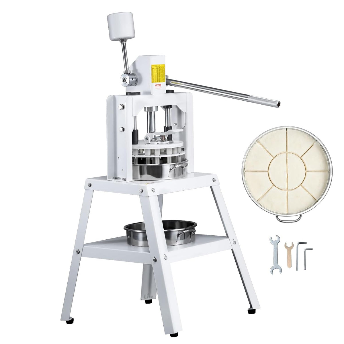 VEVOR Teigpressen, Silber, Teigteiler 10-teilige manuelle Teigteilermaschine, 560 g vertikaler Handpresse-Teigschneider mit Tablett