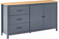 Beliani Sideboard, Kiefernholz, Dunkelblau/Hellbraun, Wohnzimmer Kiefernholz dunkelblau mit 3 Schubladen und 2
