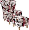 Supellex Ohren- & Armlehnensessel, Weiss/Schwarz/Rot/Braun/Beige, Ohrensessel »Sofia«, Design Patchwork, kariert