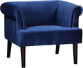 Atlantic Home Collection Ohren- & Armlehnensessel, Blau, Charlie Sessel, Armlehnenstuhl mit Massivholzfüssen, Samt