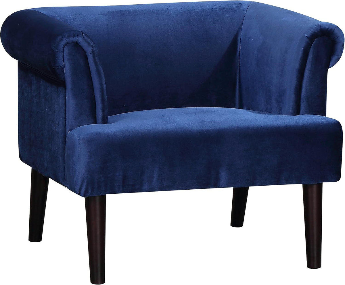 Atlantic Home Collection Ohren- & Armlehnensessel, Blau, Charlie Sessel, Armlehnenstuhl mit Massivholzfüssen, Samt