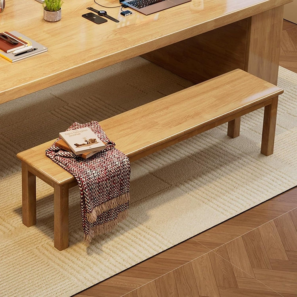DSEWTEZXI Sitzbänke, 160 cm, Natur, Schmale Bank aus Holz für den Innenbereich, rustikale Bauernhausbank aus Holz