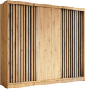 Kleiderschrank MargaretHome24, 240 cm, Braun/Schwarz, Margaret Hadas24 Erika mit Lamellen ohne Spiegel, Organizer