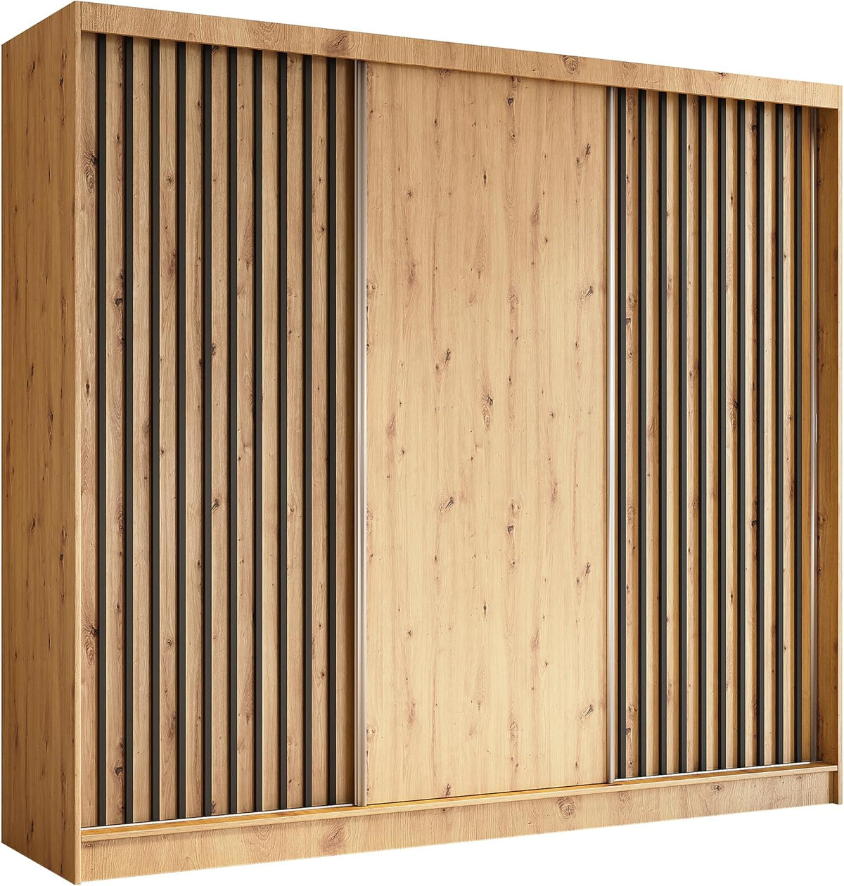 Kleiderschrank MargaretHome24, 240 cm, Braun/Schwarz, Margaret Hadas24 Erika mit Lamellen ohne Spiegel, Organizer