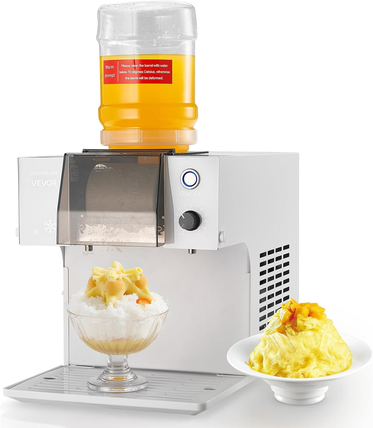 VEVOR Eismaschine, 80 kg, 1,8 L, Silber, Schneeflocken-, /Tag Eis-Rasiermaschine, Eisrasierer mit Edelstahlklinge