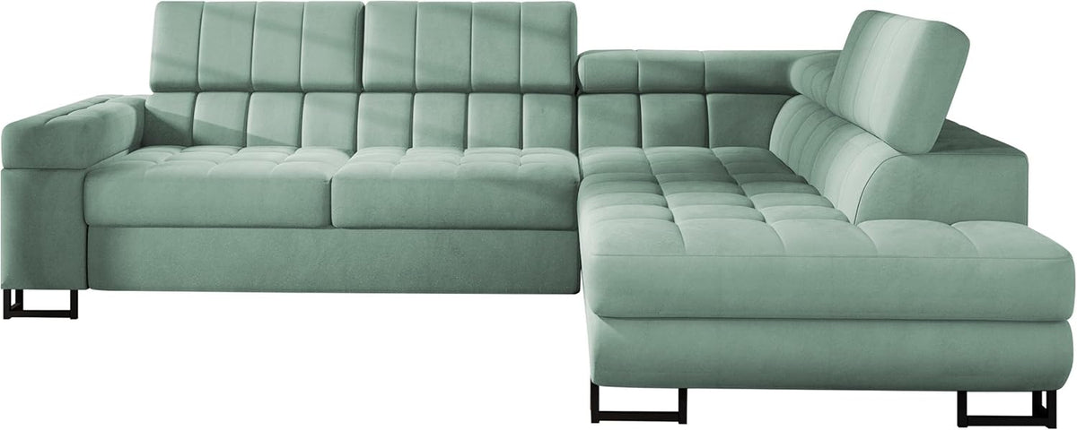 Mirjan24 Sofa, Grün, Ecksofa Laris, Polsterecke mit Schlaffunktion und Bettkasten, Eckcouch, Polstersofa, Couch
