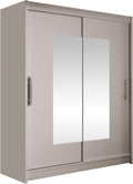 Kleiderschrank Mirjan24, Cashmere, Schlafzimmerschrank, Schwebetürenschrank Westa III mit Spiegel, Modernes Schlafzimmerschrank