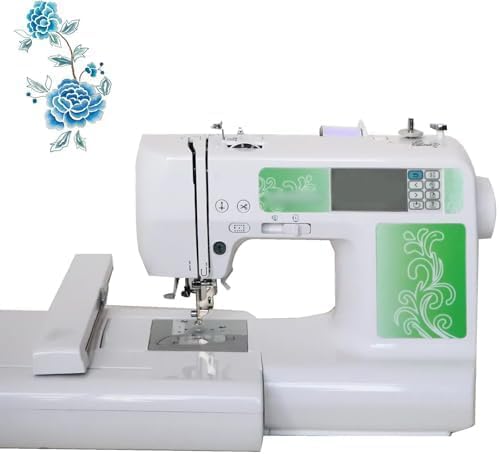 Automatische Stickmaschinen, Grau, LCD-Touchscreen, 67 Stiche, 72 Designs, 10 Sprachen, müheloses Einfädeln für Heimdekoration