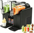 Generisch Eiswürfelmaschine, 430 W, Schwarz, Slush-EIS-Maschine mit Zwei Tanks, 7-in-1-Maschine für Softeis und Slush-EIS zur schnellen
