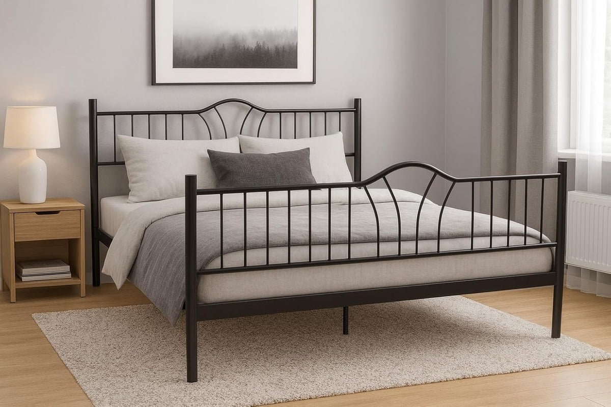 moebel direkt online Bett, 180x200 cm, Schwarz, Metallbett Santi