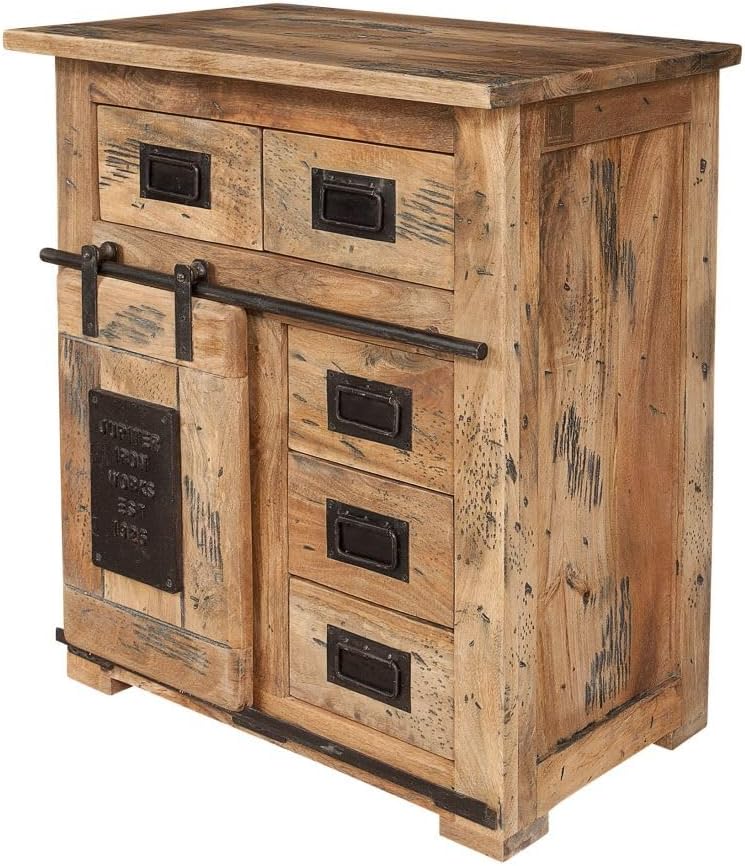 MASSIVMOEBEL24.DE Sideboard, 70x45x85 cm, Natur, Railway Kommode 70x45x85 Mango, Farbe: lackiert, Grösse: (BxTxH)