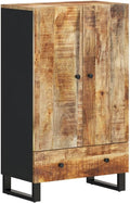 vidaXL Sideboard, Holz/Schwarz, Highboard, mit Schublade 2 Fächern, Beistellschrank Schrank mit Eisenbeinen, Kommode Anrichte