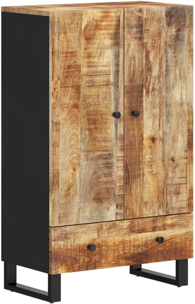 vidaXL Sideboard, Holz/Schwarz, Highboard, mit Schublade 2 Fächern, Beistellschrank Schrank mit Eisenbeinen, Kommode Anrichte