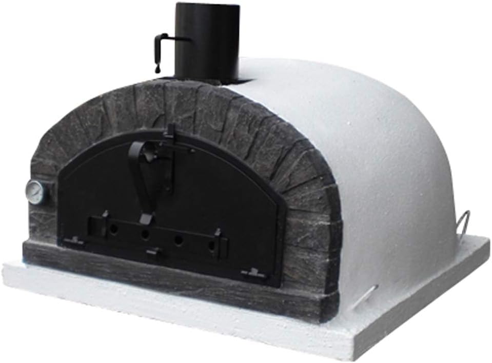 Tomishop Pizzaofen, 100 cm, Braun, Traditioneller Flammkuchenofen Brazza 100, holzbefeuerter inklusive Kaminrohr und Regenhut