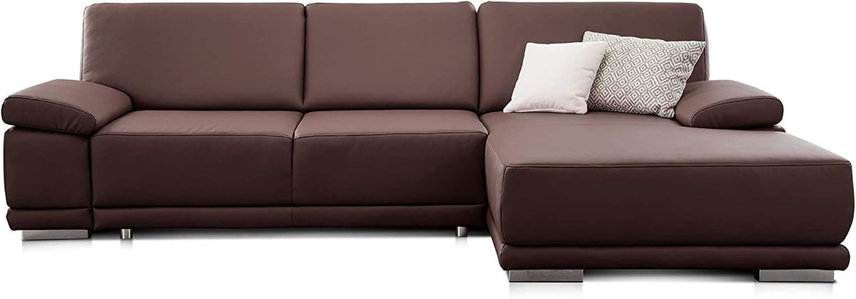 Sofa CAVADORE, Braun, Ecksofa Corianne in Lederoptik / Couch