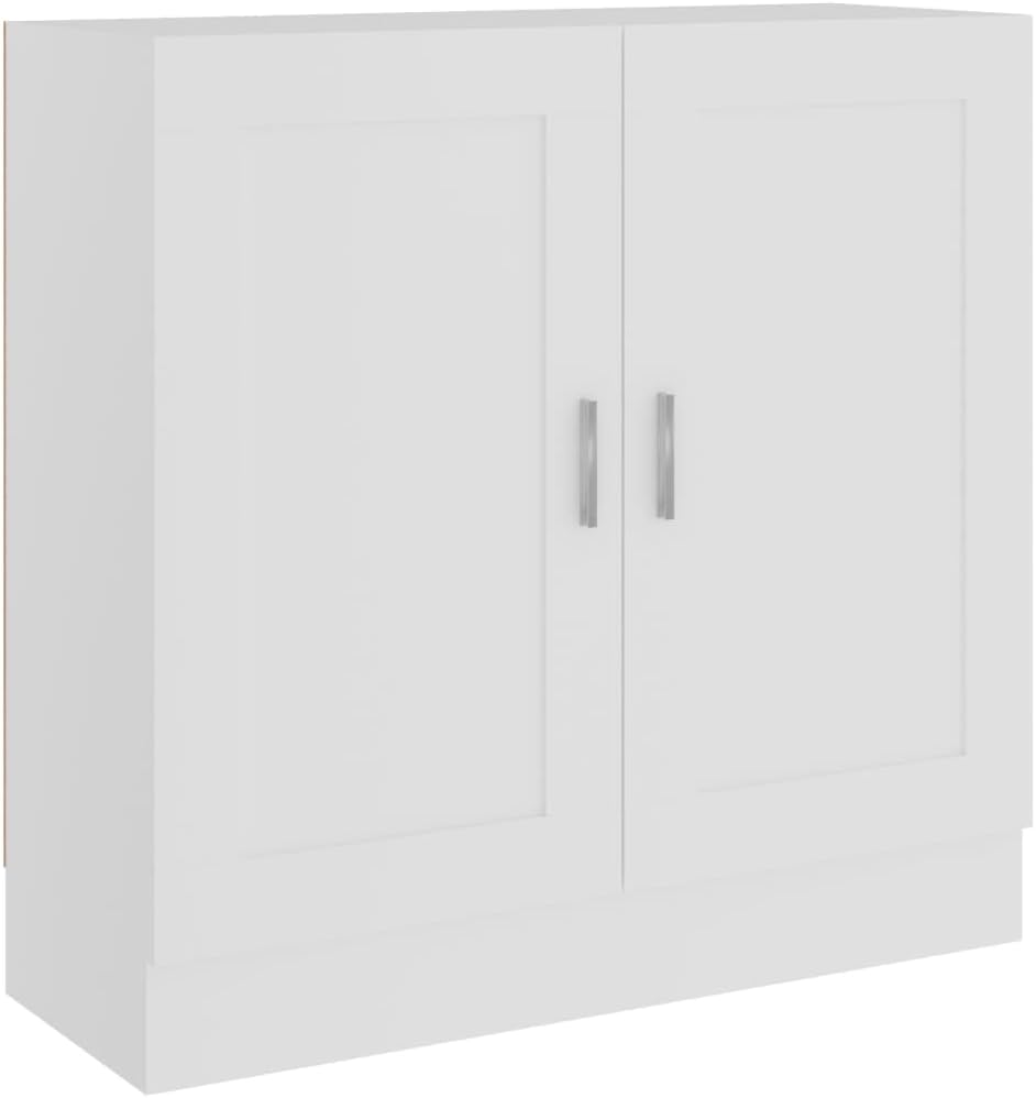 vidaXL Bücherregal, 82,5x30,5x80 cm, Weiss, Bücherschrank mit 2 Fächern 2 Türen Büroschrank