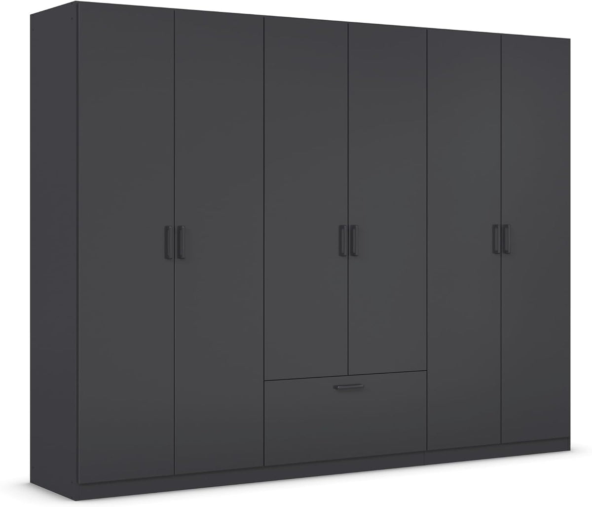 Kleiderschrank Rauch Möbel, 271x210x54 cm, Grau-Metallic, Bari, Drehtürenschrank, 6-türig, 1 Schublade