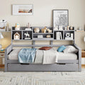 Jovify Matratze, 90x200 cm, Grau, Daybett Einzelbett, Massivholz Tagesbett mit Ausziehbett & Staufach &, Bettgestell mit Lattenrost