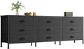 Huuger Sideboard, 63 Zoll, 70 Zoll, Schwarz, Kommode für Schlafzimmer, Kommode für Schrank mit 9 Schubladen, grosser TV-Ständer für 55