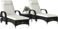 Outsunny Beistelltisch, Schwarz/Cremeweiss, Sonnenliege Gartenliege Tisch 3er-Set Gartenmöbel, Polyrattan+Metall Schwarz+Cremeweiss