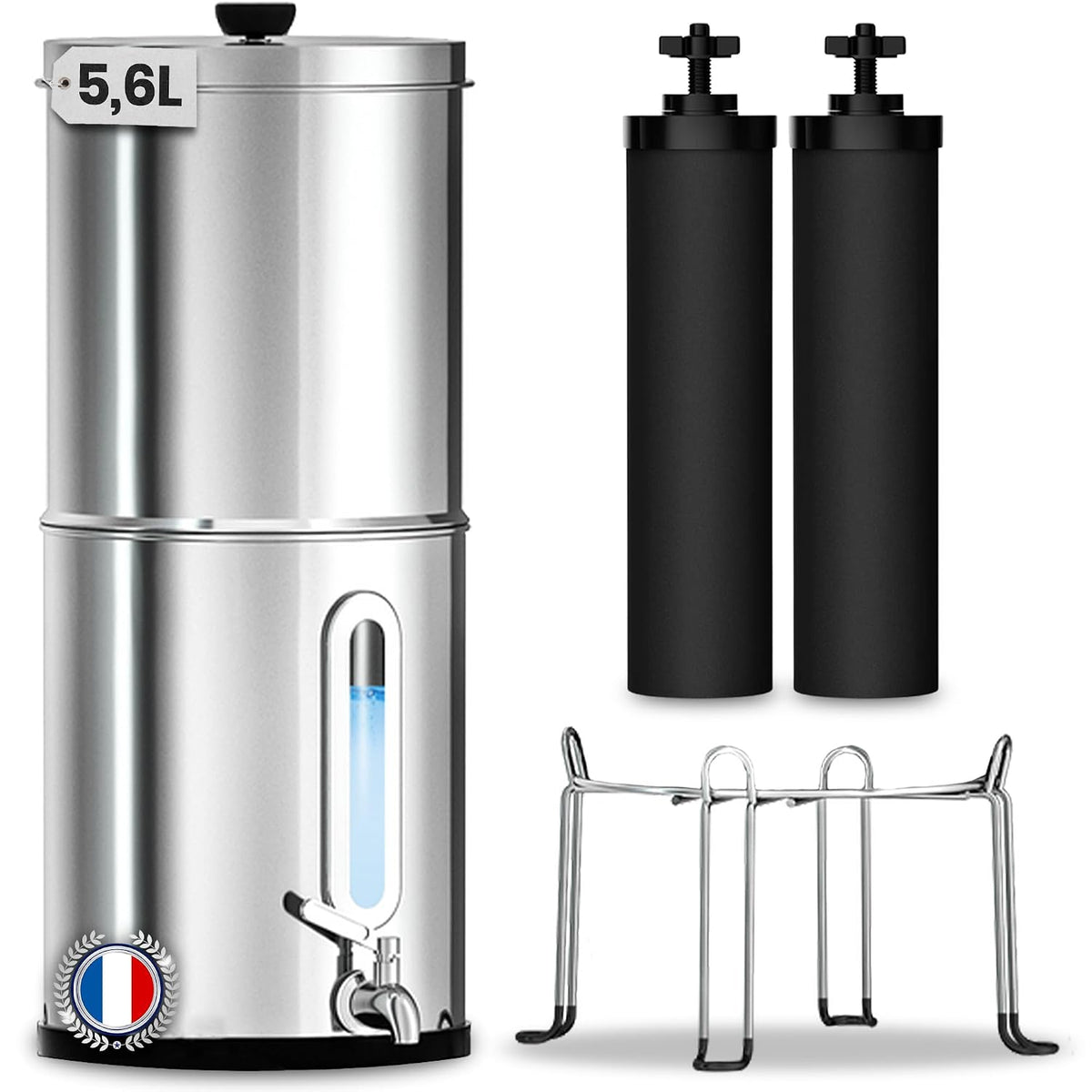 orinko Wasserfilter, 5,6 L, Schwarz, ® Gravitationsfilter System - Plastikfreies Filtersystem