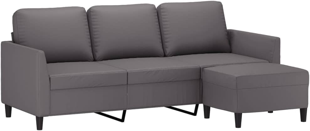 Sofa vidaXL, Kunstleder (75 % Polyvinylchlorid, 20 % Polyester, 5 % Baumwolle), Metall, Textilene, Sperrholz, Grau