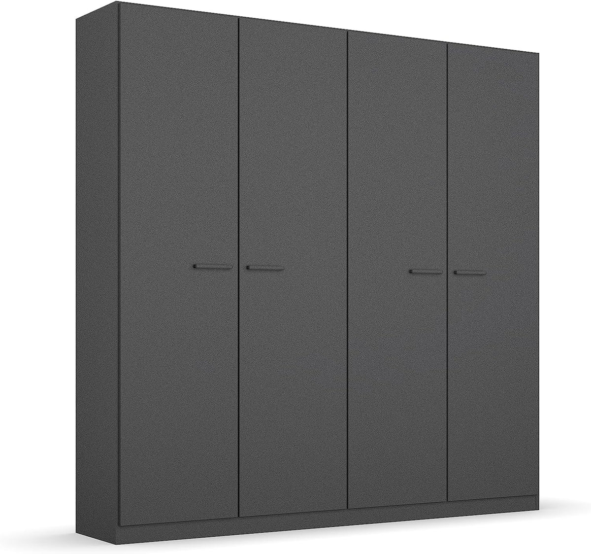 Rauch Möbel Kleiderschrank, 181x210x54 cm, Grau, Florenz Schrank Drehtürenschrank, metallic, Schwarz, 4-türig, inkl. 2 Kleiderstangen