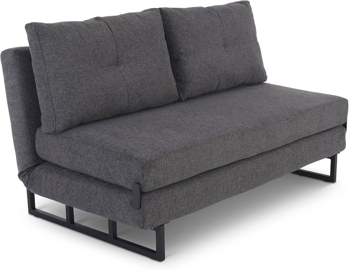 Raburg Sofa, 146×192 cm, Anthrazit, Schlafsofa mit Gästebett-Funktion & 6-Fach verstellbarem, 2-Sitzer mit Liegefläche