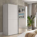 Forte Kleiderschrank, 170,3 cm, 190,5 cm, 61,2 cm, Weiss, KAIKAIS 170, moderner Schwebetürenschrank, 2-türig, Spiegel