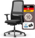 Interstuhl Bürostühle, Schwarz, SMART AIR Bürostuhl - Made in Germany mit 10 Jahren Garantie, 3D-Armlehnen, Lordosenstütze