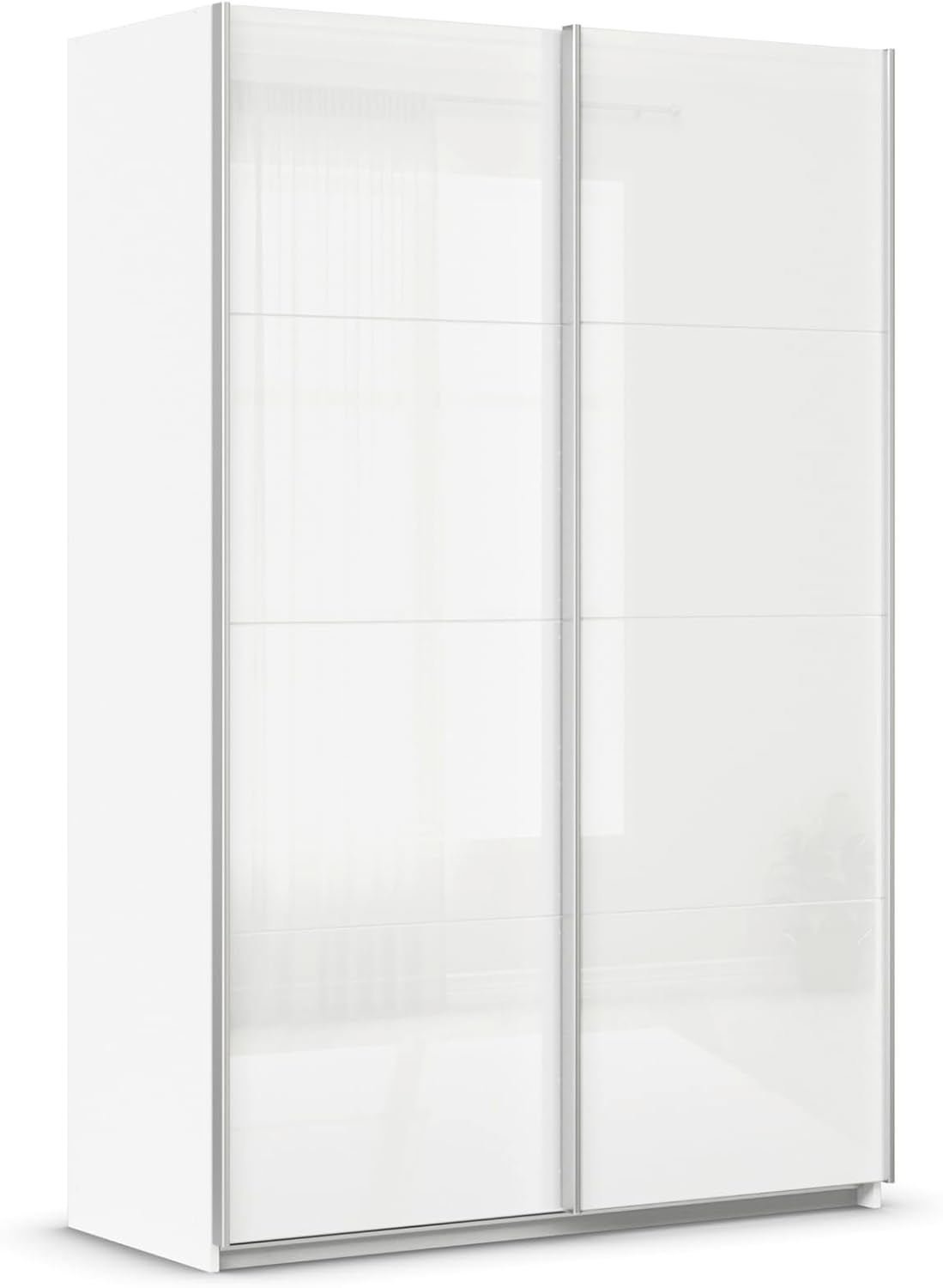 Kleiderschrank Rauch Möbel, 136 cm, Weiss, Quadra, mit Schiebetüren, Schwebetürenschrank für Schlafzimmer, Garderobe 2-türig