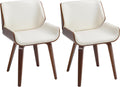 HOMCOM Esszimmerstühle, Weiss/Braun, 2er-Set im Vintage-Stil Sitzfläche mit weissem