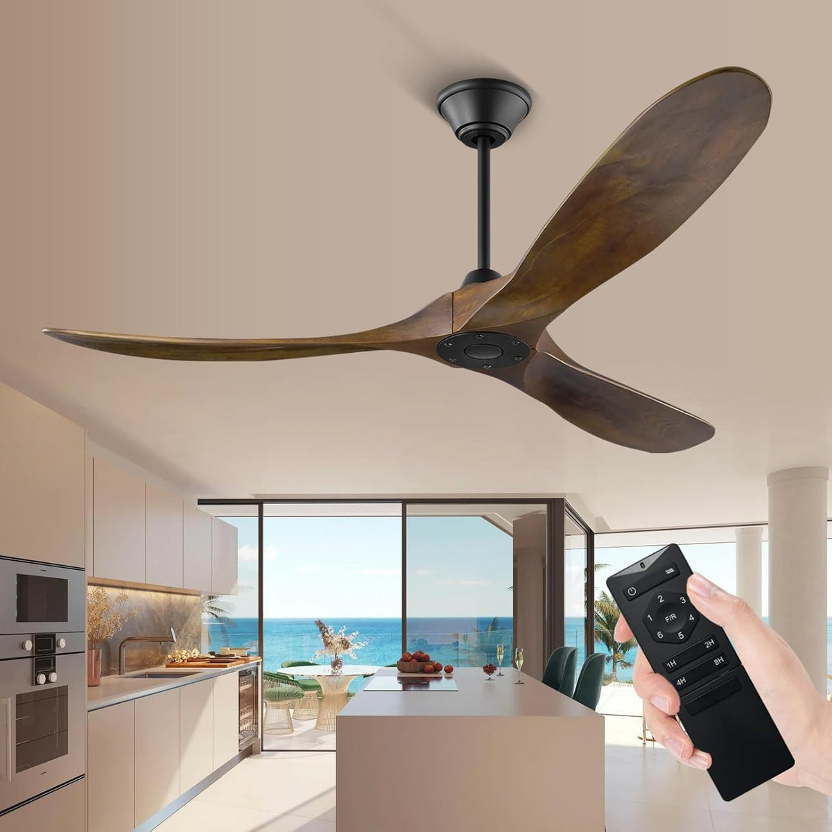 XSGDMN Deckenventilator, Weiss, im Freien ohne Licht, Leise mit Fernbedienung, Moderner Deckenventilatoren Gross
