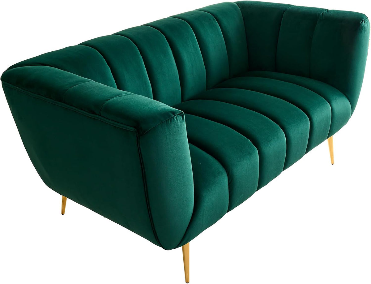 Riess Ambiente Sofa, 165 cm, Smaragdgrün/Gelb, Design 2-Sitzer Noblesse - - smaragdgrün Samt - Federkern