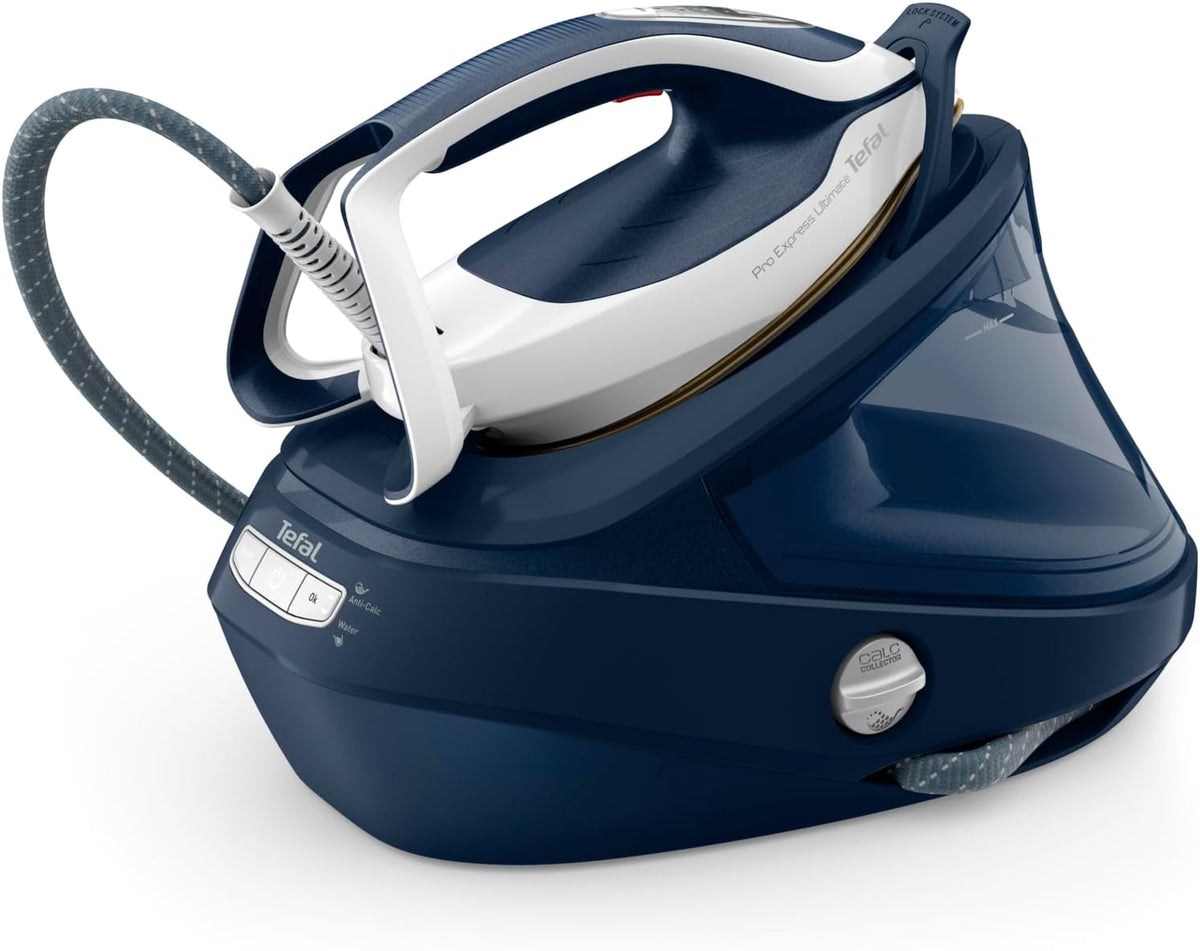 Tefal Dampfglätter, Weiss/Blau, Pro Express Ultimate Dampfbügelstation, leistungsstarker 8-Bar-Druck, konstante Dampfabgabe 170 g/M