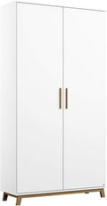 Rauch Möbel Kleiderschrank, 92x203x53 cm, Weiss/Eiche, Carlsson Schrank Drehtürenschrank in Weiss, Griffe/Füsse Eiche Massiv